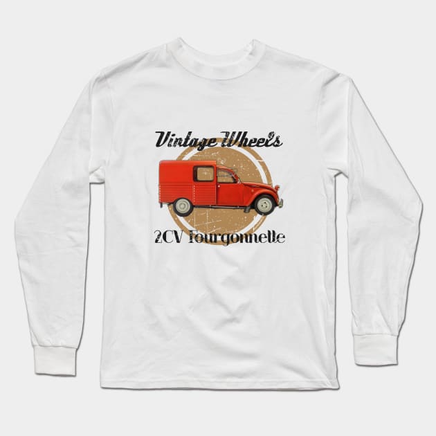 Vintage Wheels - Citroën 2CV Fourgonnette Long Sleeve T-Shirt by DaJellah